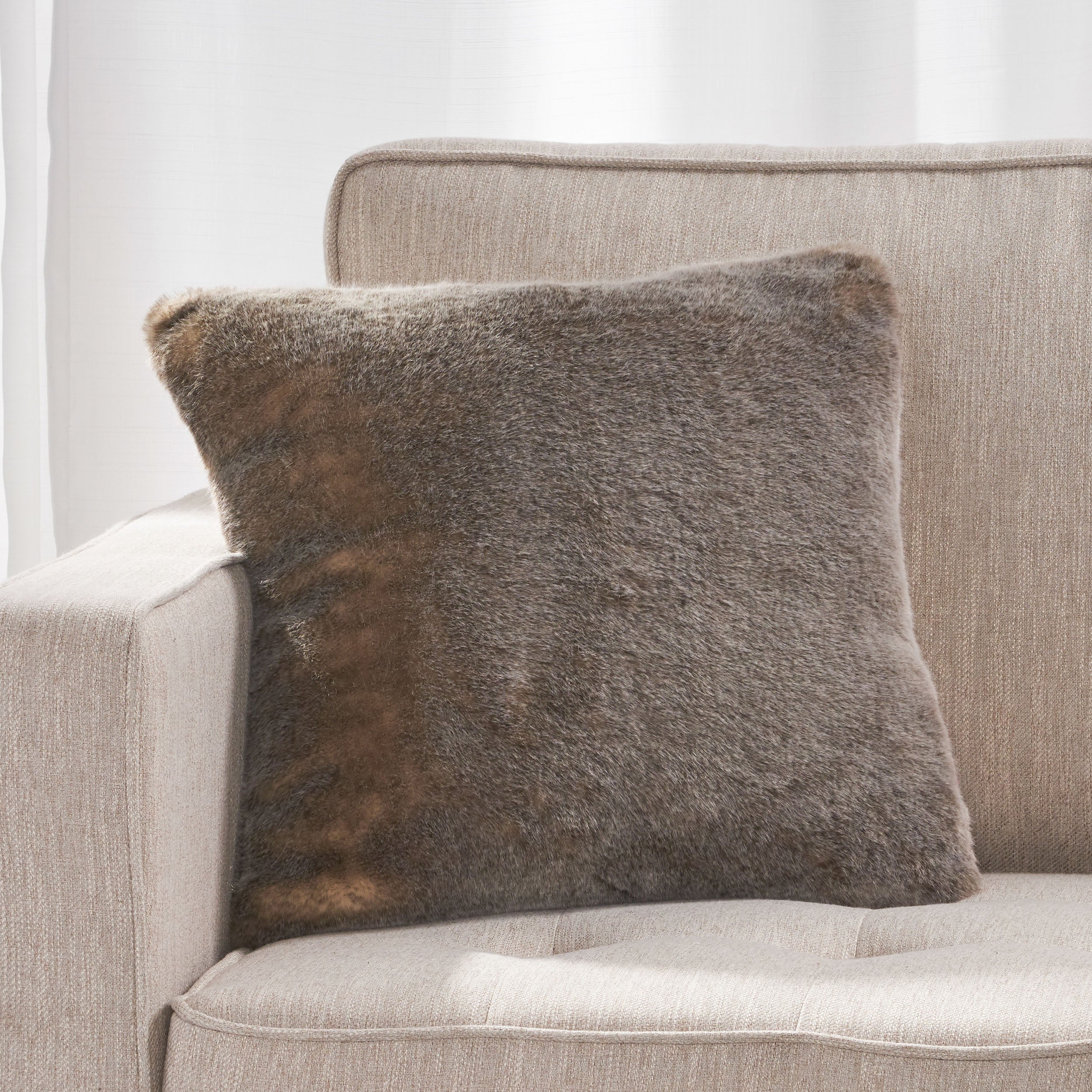 Ellison Modern Glam Faux Fur Throw Pillow