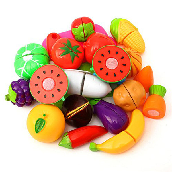 20PCS Kitchen Fruit Vegetables Food Toy Cutting Set Kids Pretend Role Play Gifts (Random Color)