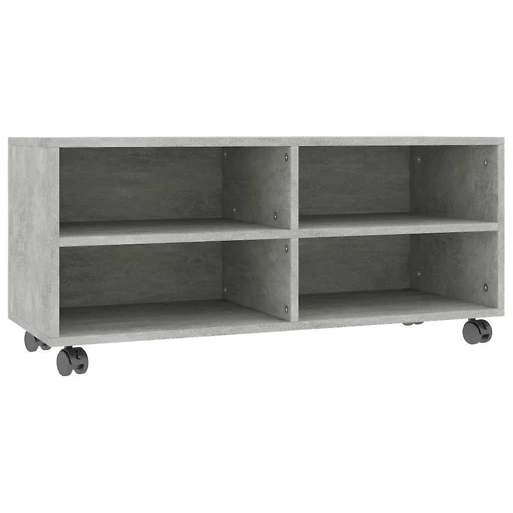 Tv Cabinet With Castors Concrete Grey 90x35x35 Cm Engineered Wood