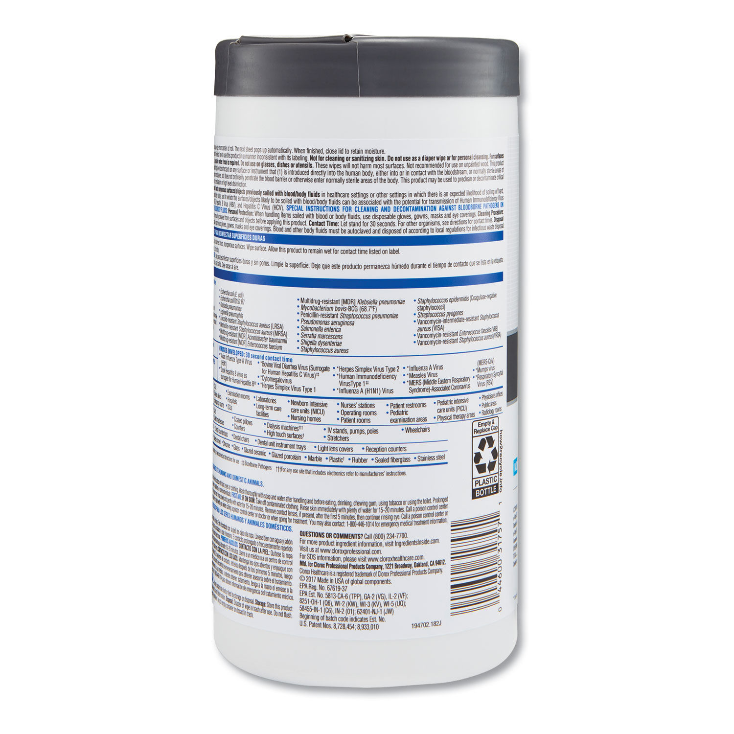 VersaSure Cleaner Disinfectant Wipes by Cloroxandreg; Healthcareandreg; CLO31757EA