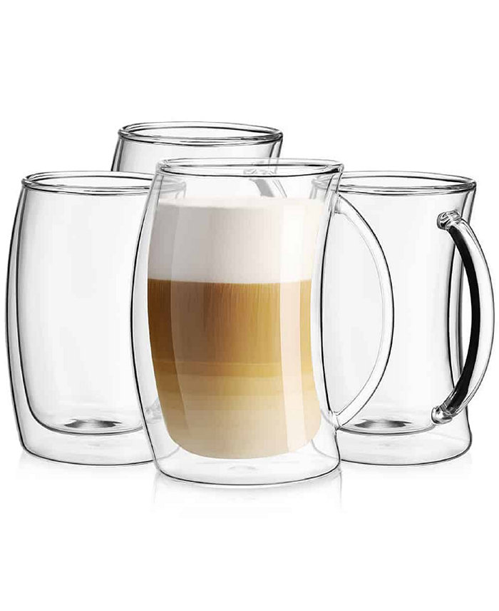 JoyJolt Caleo Double Wall Insulated Latte Glasses Set of 4