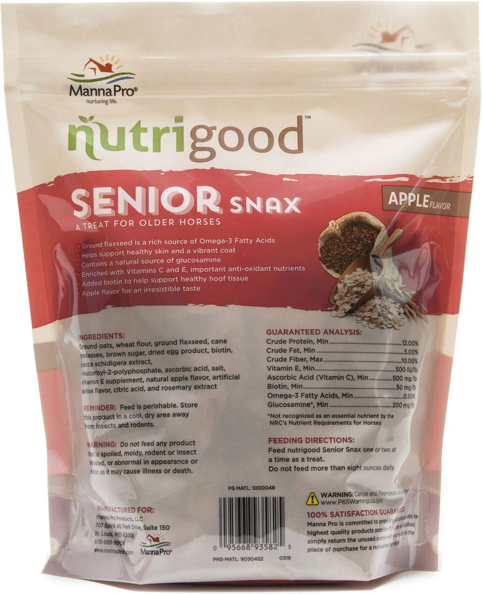 NutriGood Senior Snax Apple Flavor Horse Treat， 2-lb bag