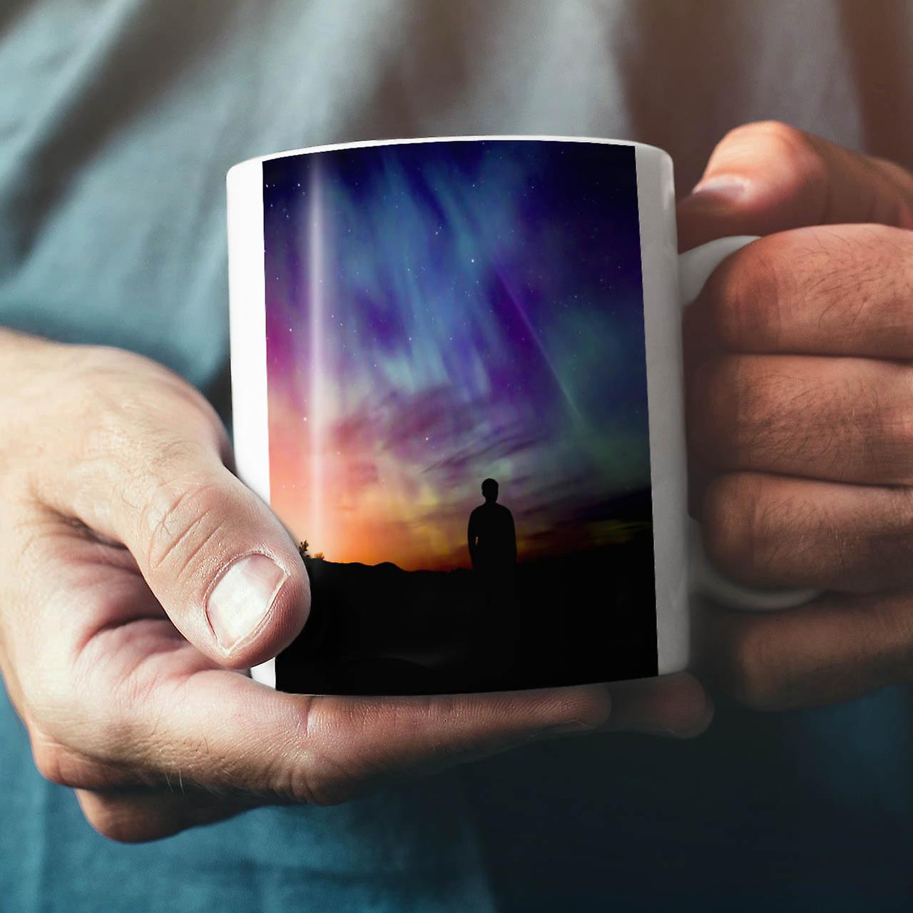 Aurora Light Night NEW White Tea Coffee Ceramic Mug 11 oz | Wellcoda