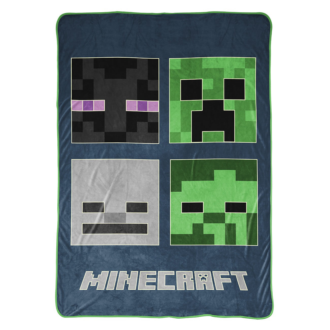 Minecraft Bad Mobs Club Glow In The Dark Kids Blanket， 62 x 90， Microfiber， Blue， Mojang， Gaming Bedding