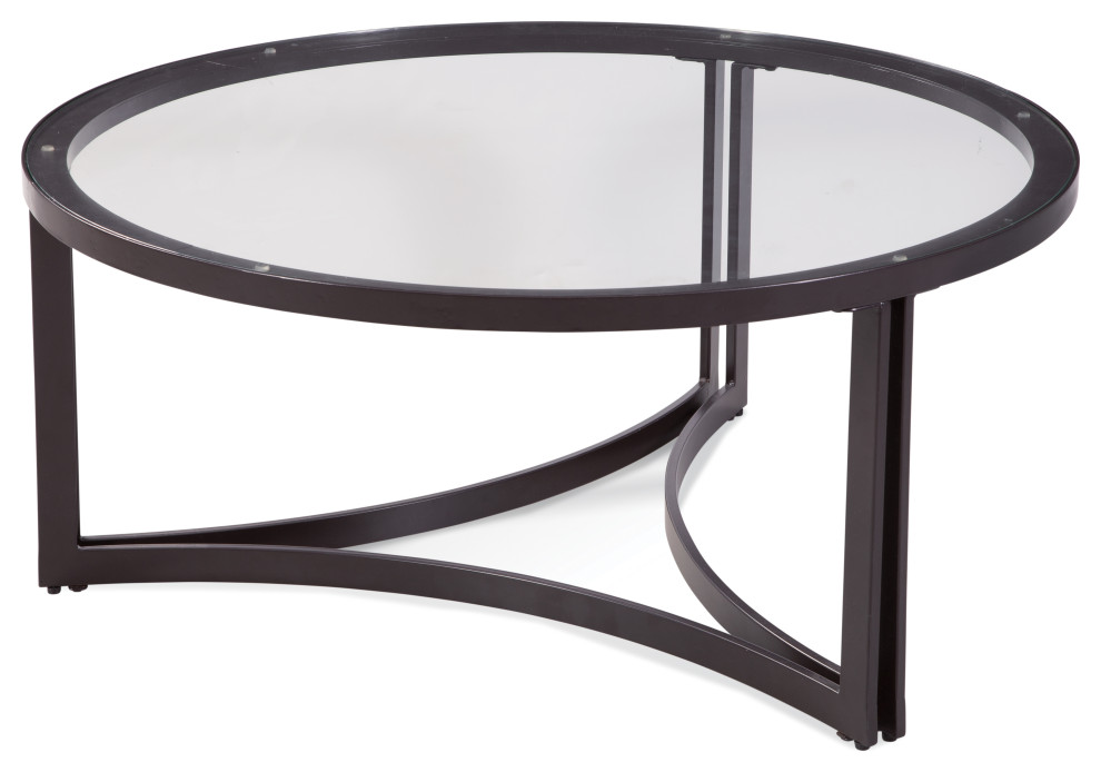 Trucco Rnd Cocktail WithNester  Steel  Glass   Transitional   Coffee Tables   by BASSETT MIRROR CO.  Houzz