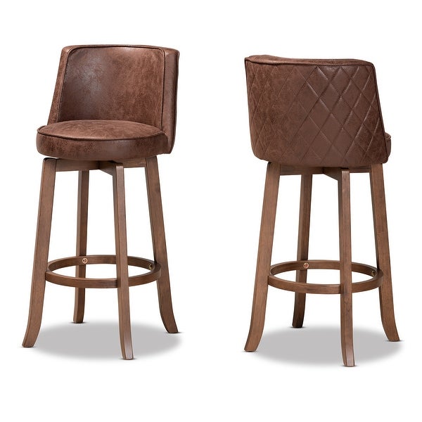 Adams Transitional Upholstered and Walnut Wood 2-PC Bar Stool Set