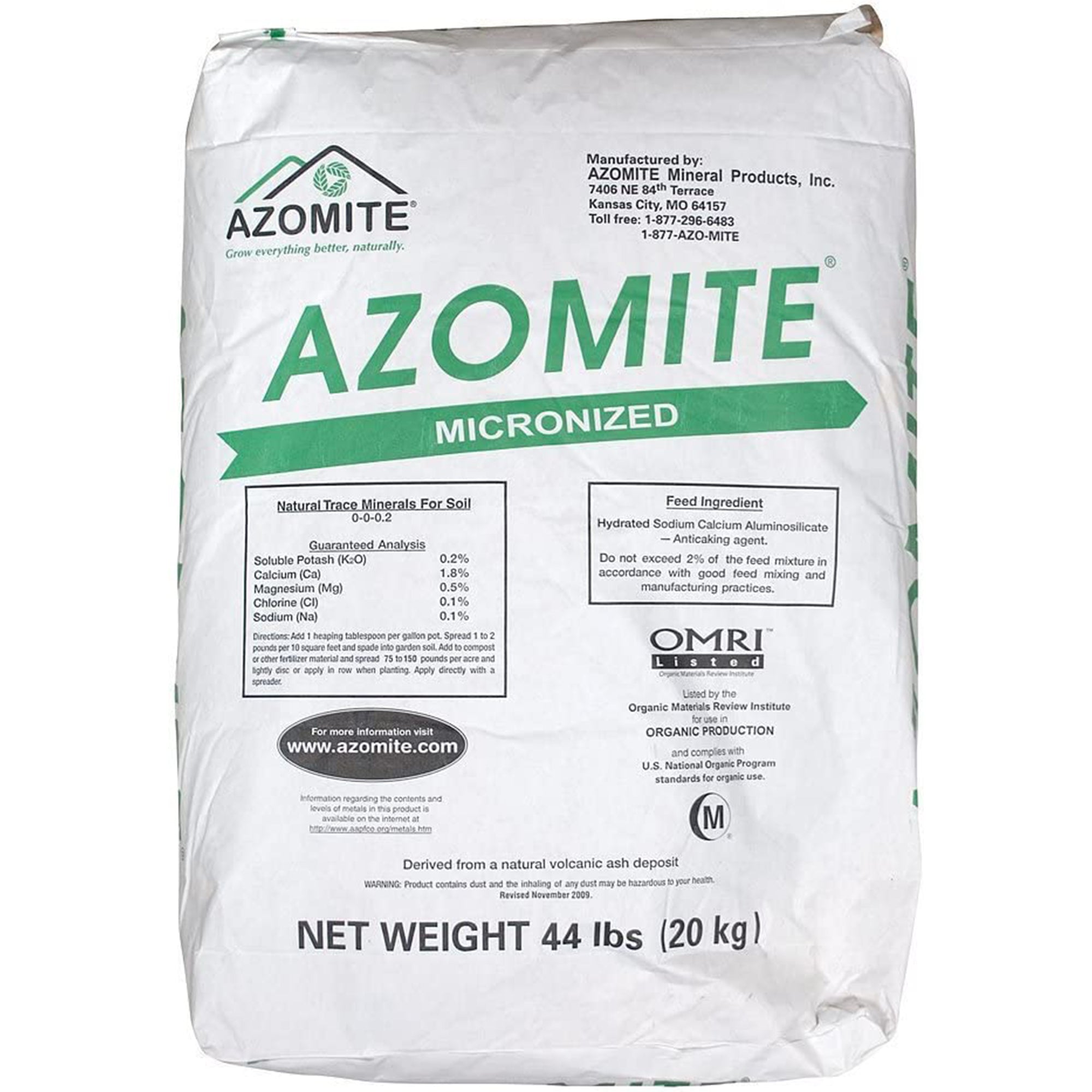 Azomite 44 lbs Micronized Organic Trace Mineral Soil Additive Fertilizer Powder