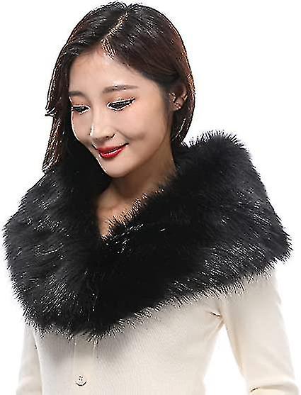 Women's Warm Fur Scarf With Faux Fur Collar， Suitable For Cold Winter