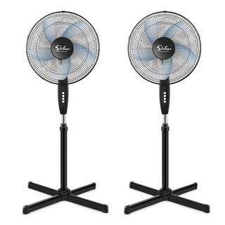 Oscillating 16 in. Black 3-Speed Pedestal Stand Fan for Indoor Bedroom Home Office  College Dorm Use (2-Pack) Yea-LQD0-4571