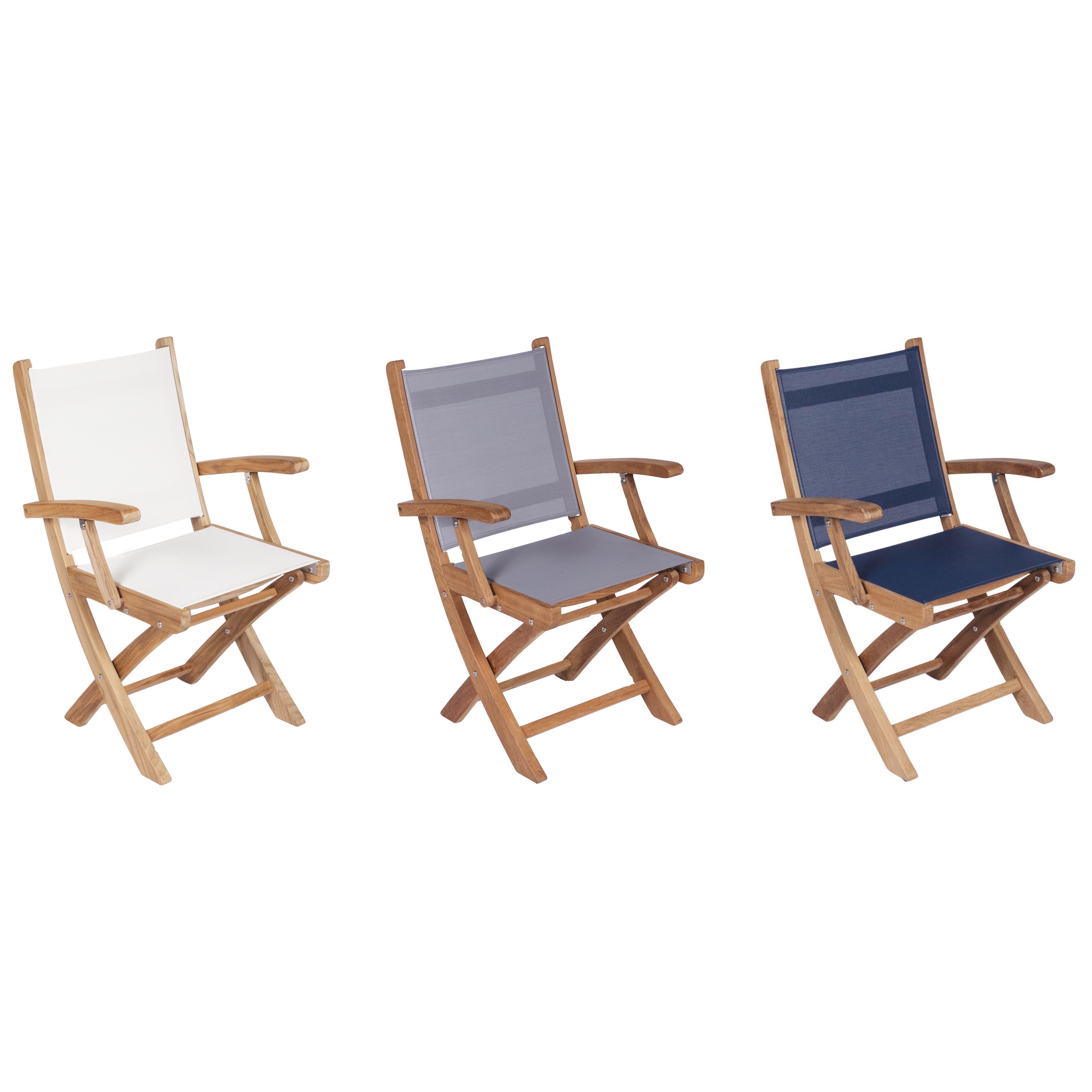 Yacht Teak Folding Armchairs - 4 Colors