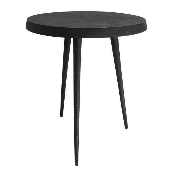 23 Inch Round Modern Minimalist Metal Side Table with Tripod Base， Charcoal Black