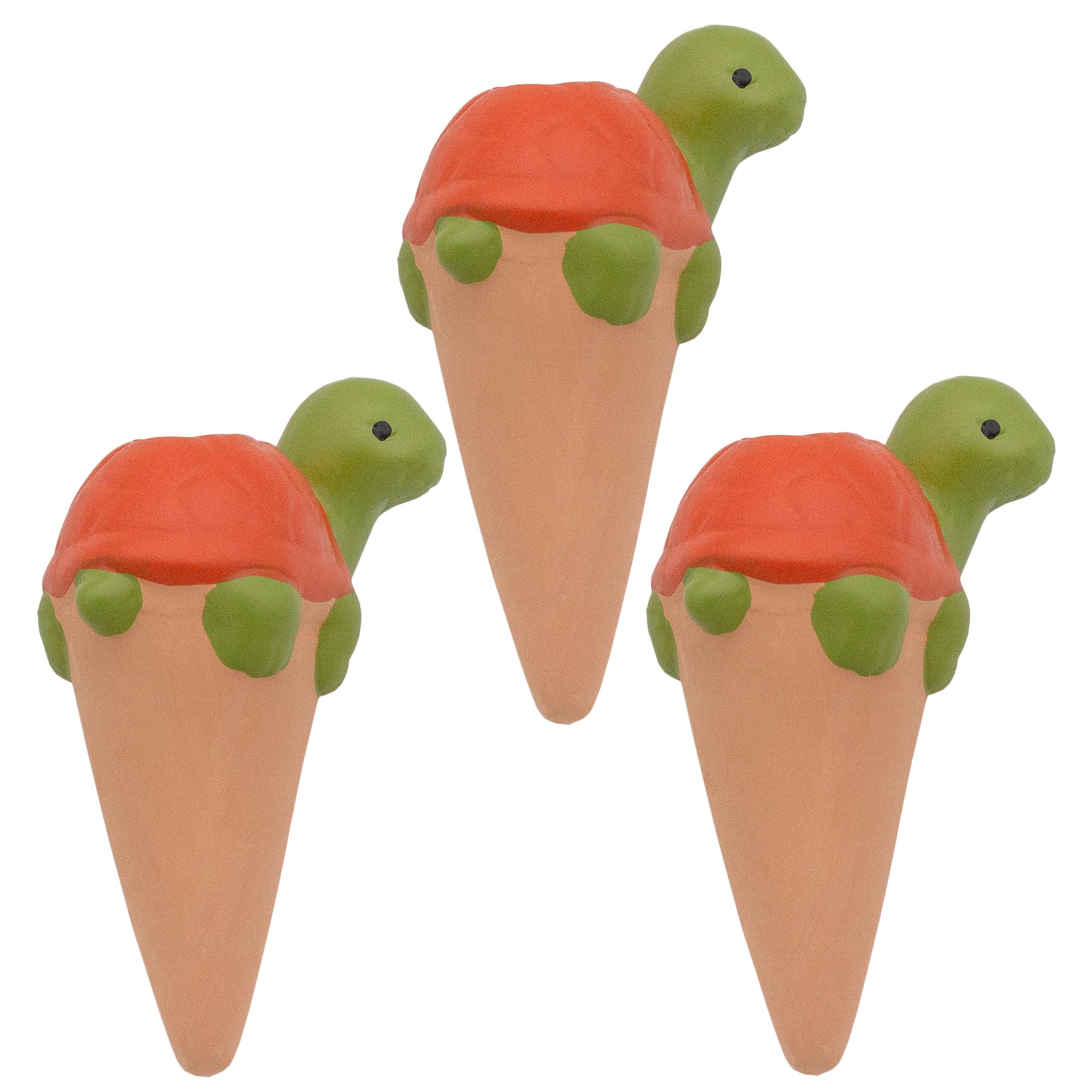 Esterno Turtle Self-Watering Spikes (3-Pack); Terracotta Clay Plant Auto-Watering Stakes， Turtle-Shaped