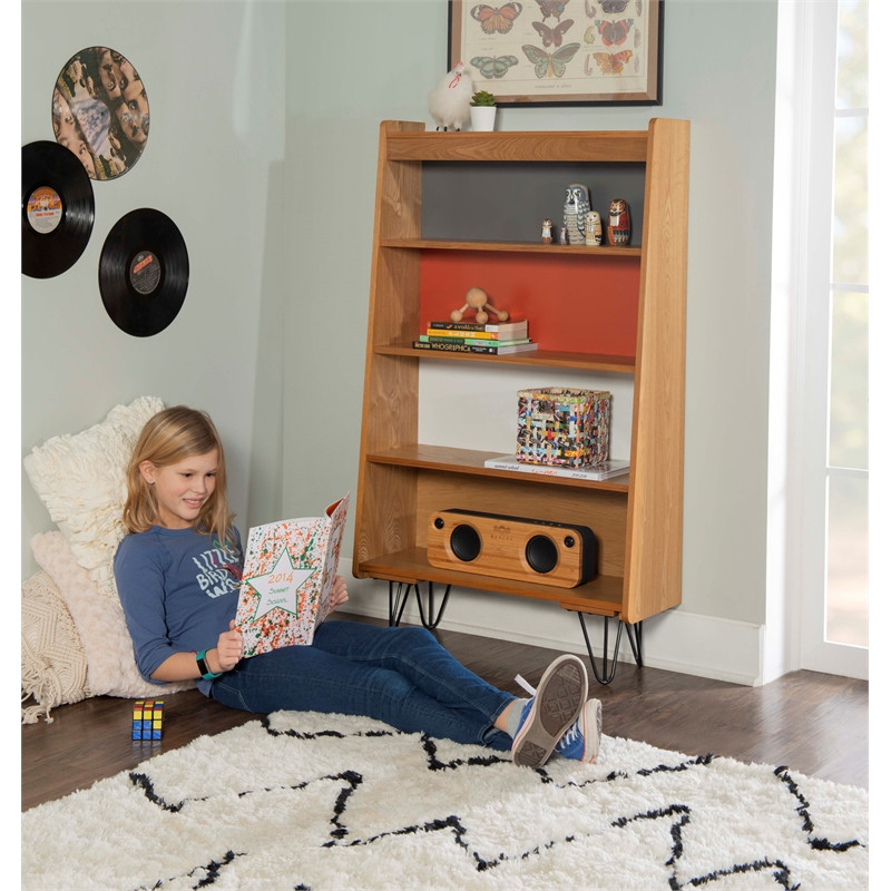 Linon Perry Wood Four Shelf Bookcase in Brown   Midcentury   Bookcases   by GwG Outlet  Houzz