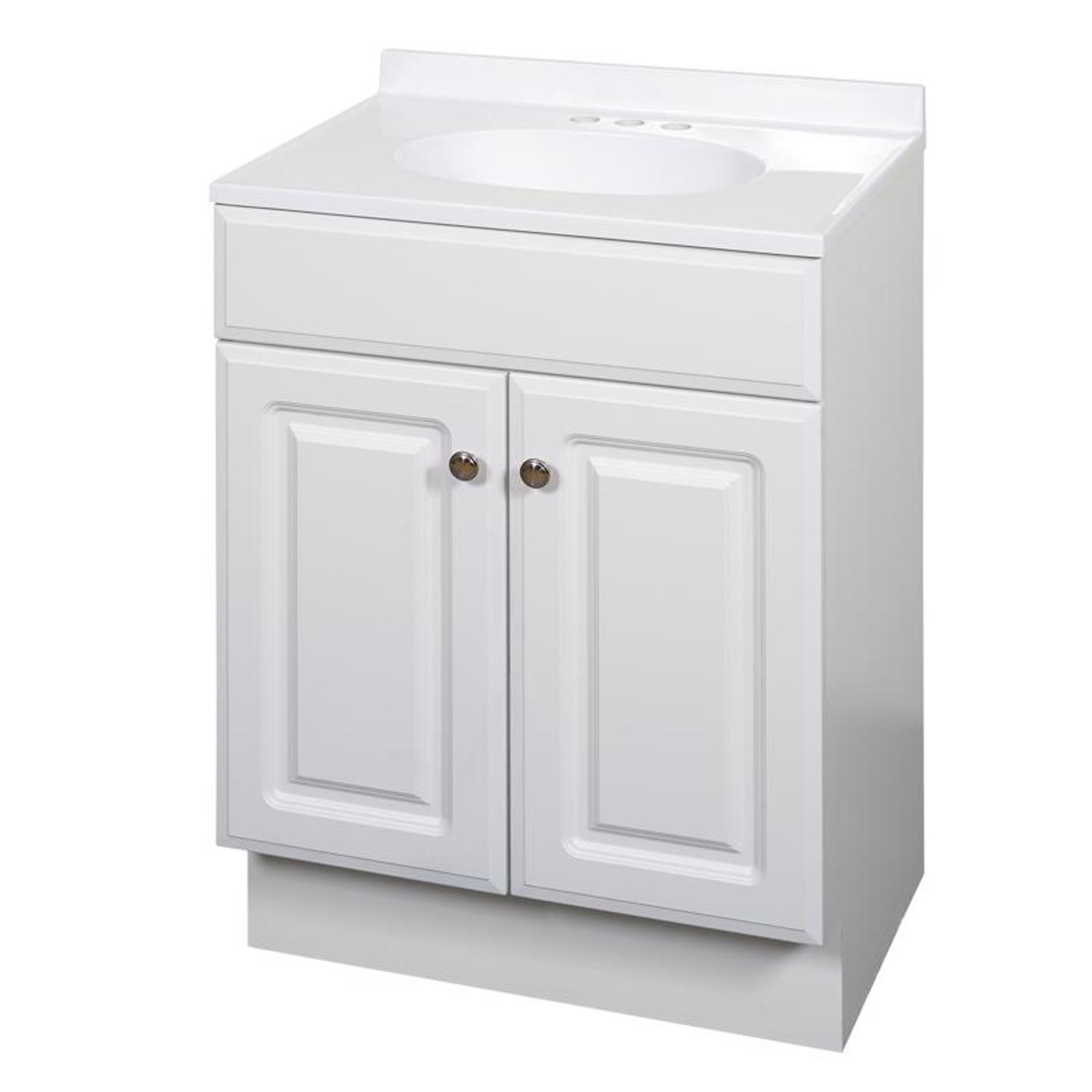 Zenna Home Single White Vanity Combo 24 in. W X 18 in. D X 35 in. H