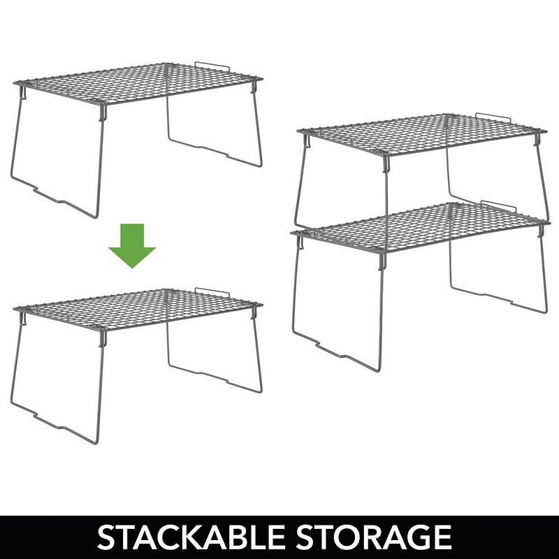 mDesign Classico Metal Stackable Closet Storage Organizer Shelf， 4 Pack