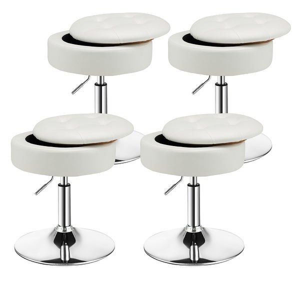 Costway Set of 4 Adjustable?Vanity Stool 360° Swivel Storage Makeup - See Details