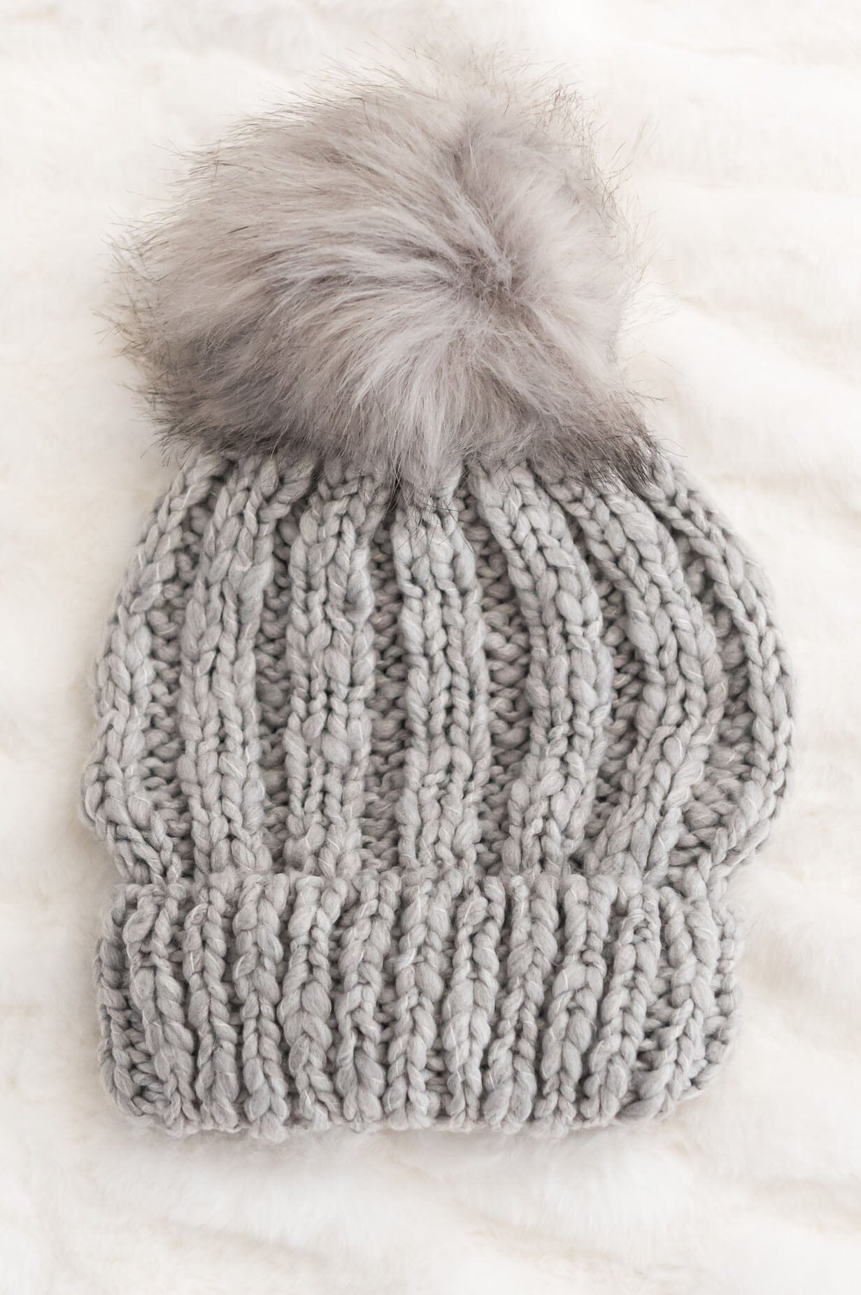 Stay Warm Faux Fur Pom Pom Beanie