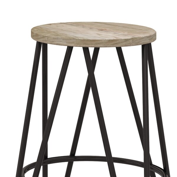 WYNDENHALL Kendall Industrial Metal Counter Height Stool with Wood Seat