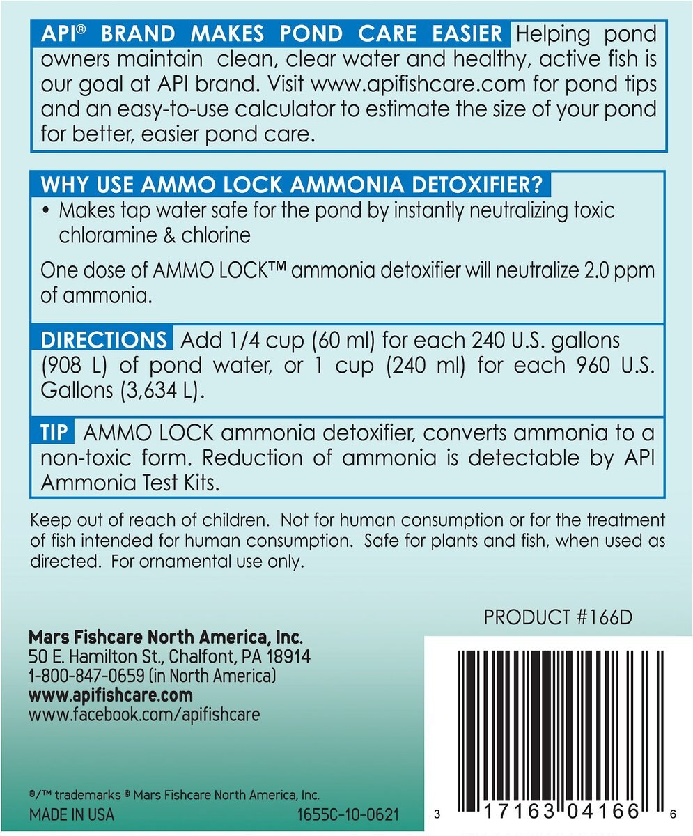 API Pond Ammo-Lock Pond Water Ammonia Detoxifier