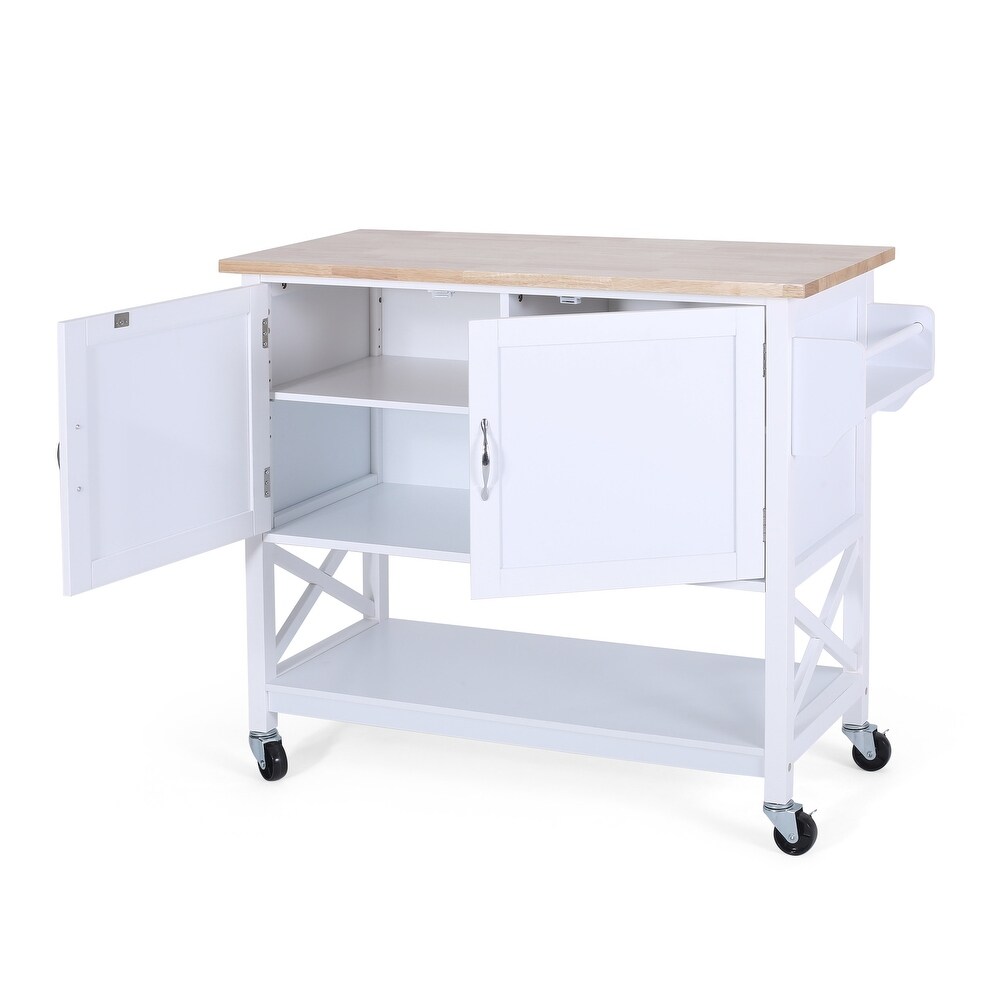 Finzer Farmhouse Kitchen Cart with Wheels by Christopher Knight Home   43.12\