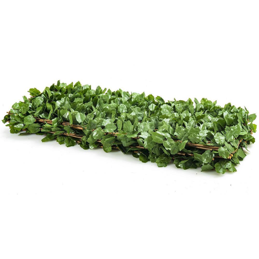 WELLFOR 31 in. Plastic Garden Fence Green Artificial Ivy Fence Screen (Set of 3) OP-HWY-70780