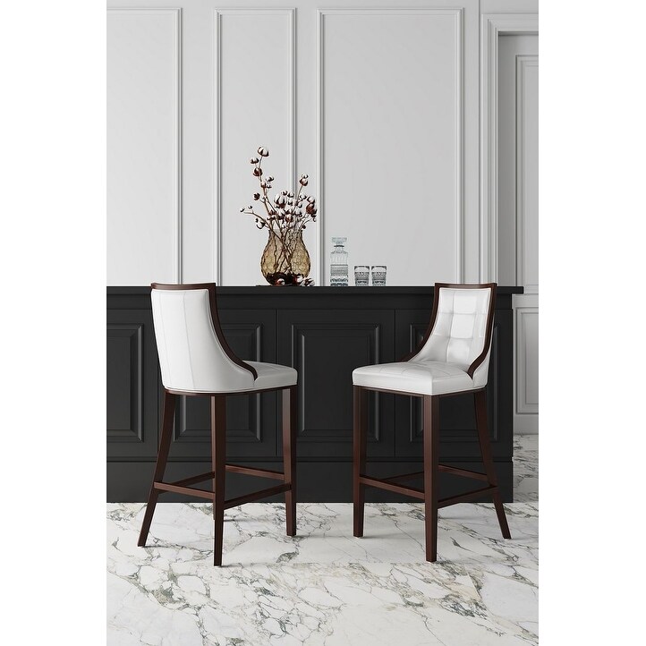 Manhattan Comfort Fifth Avenue 45 in. Walnut Beech Wood Bar Stool (Set of 2)