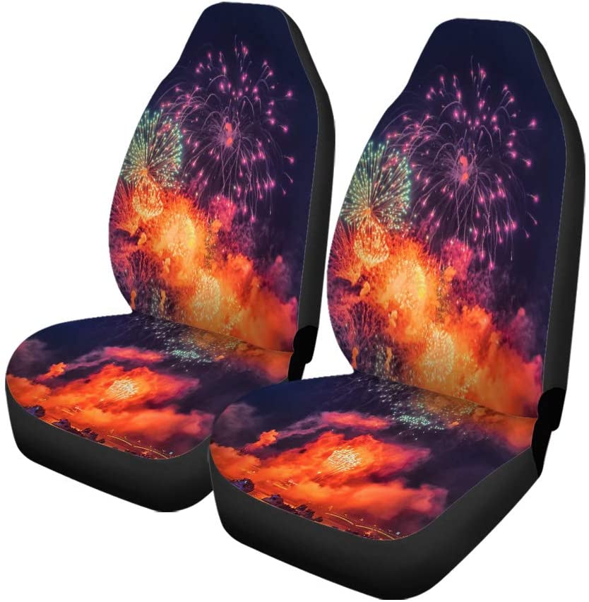 FMSHPON Set of 2 Car Seat Covers St Petersburg Festive Salute to The Day Universal Auto Front Seats Protector Fits for Car，SUV Sedan，Truck