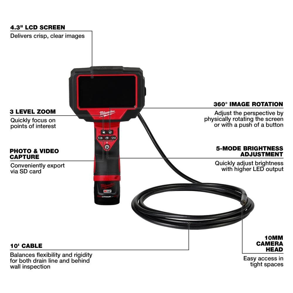 Milwaukee M12 M Spector 360 10' Inspection Camera Kit 2324-21 from Milwaukee