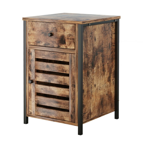 Costway 72543610 Industrial Nightstand with Drawer...