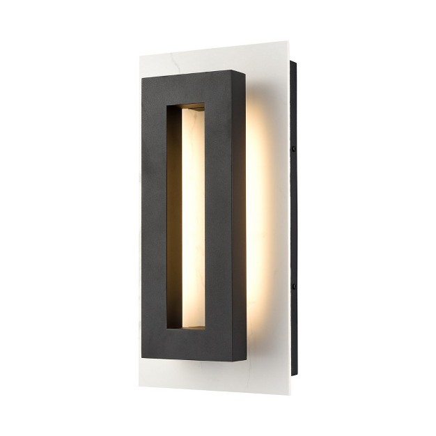 C Cattleya Matte Black Integrated Led Outdoor Wall Light With White Rock Slab