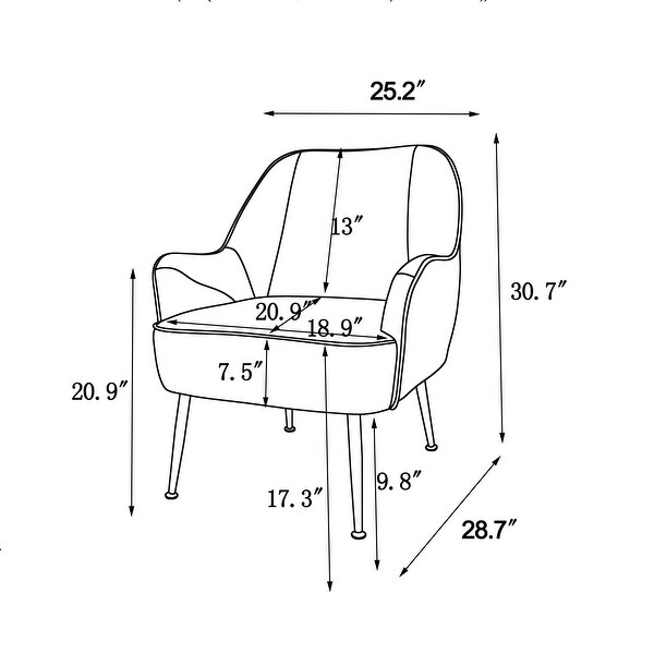 Modern Soft Velvet Arm Chair Ergonomics Accent Chair Livingroom Chair With Gold Legs and Adjustable Legs for Bedroom Home