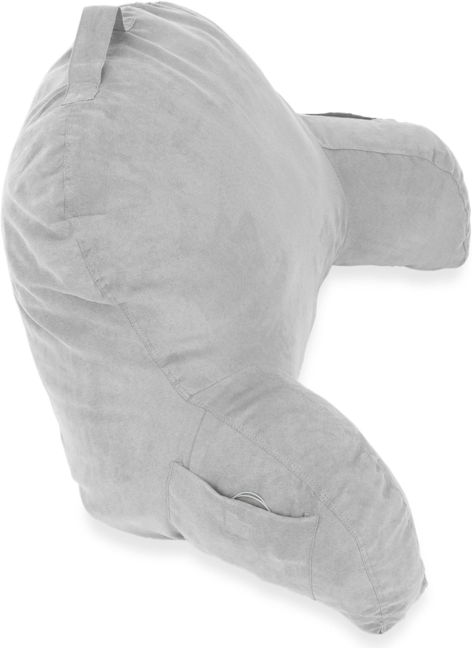 Deluxe Comfort Traditional Gray Solid Print Plush Micro suede Backrest Pillow， Back Support Fluffy Removable