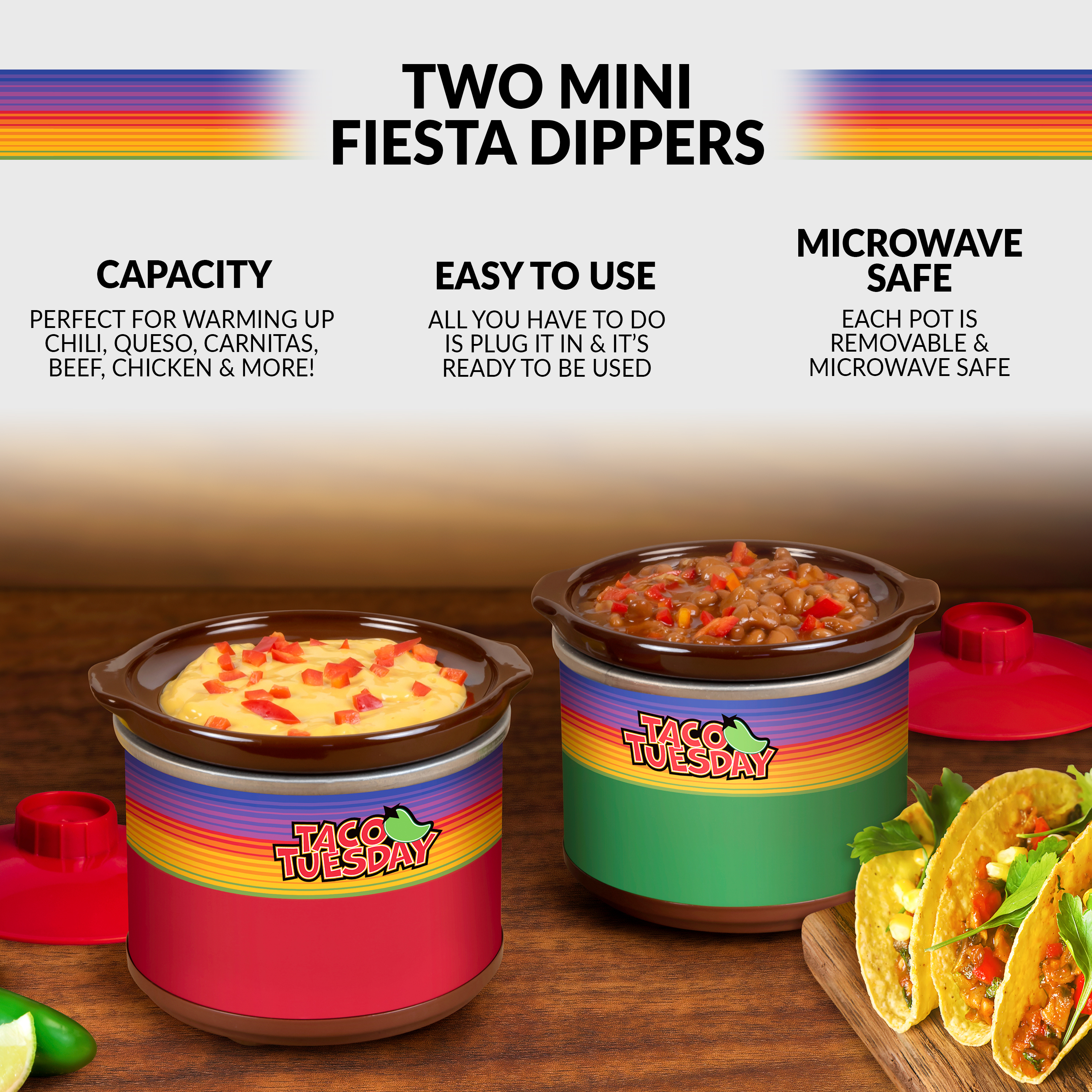 Taco Tuesday TTFD220RG Two Mini Fiesta Dippers