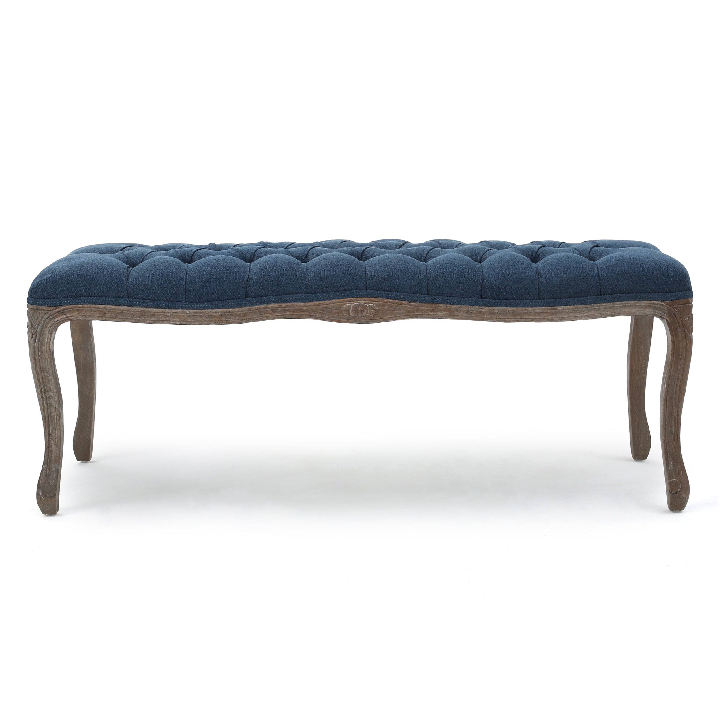 Tasette Traditional Button Tufted Fabric Bench