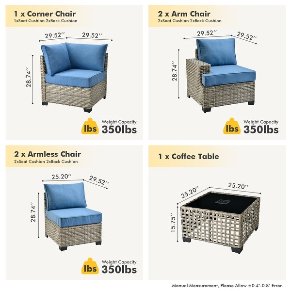 HOOOWOOO 6piece Patio Furniture Conversation Set with Coffee Table