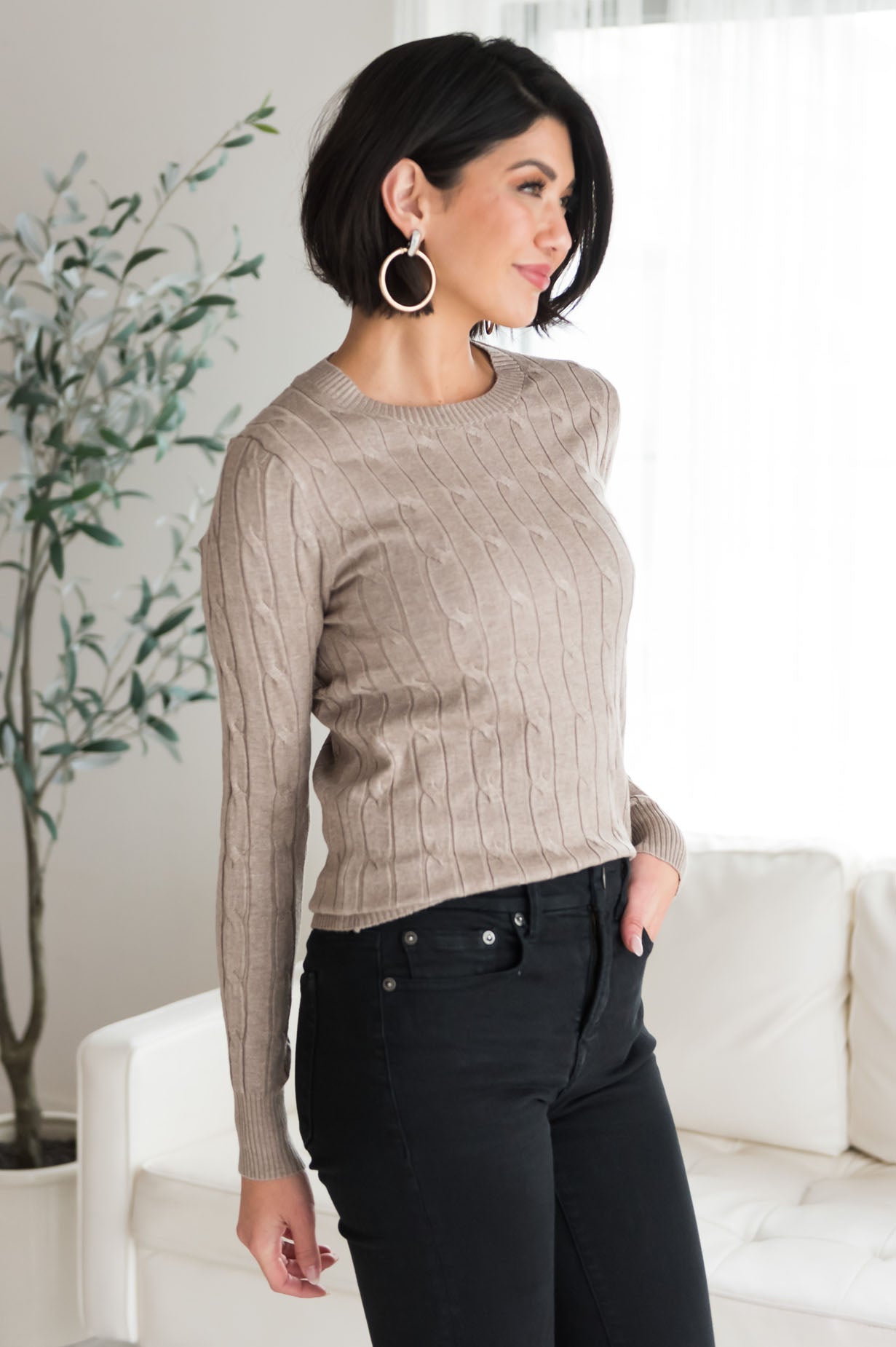 Restful Nights Modest Twisted Cable knit Sweater