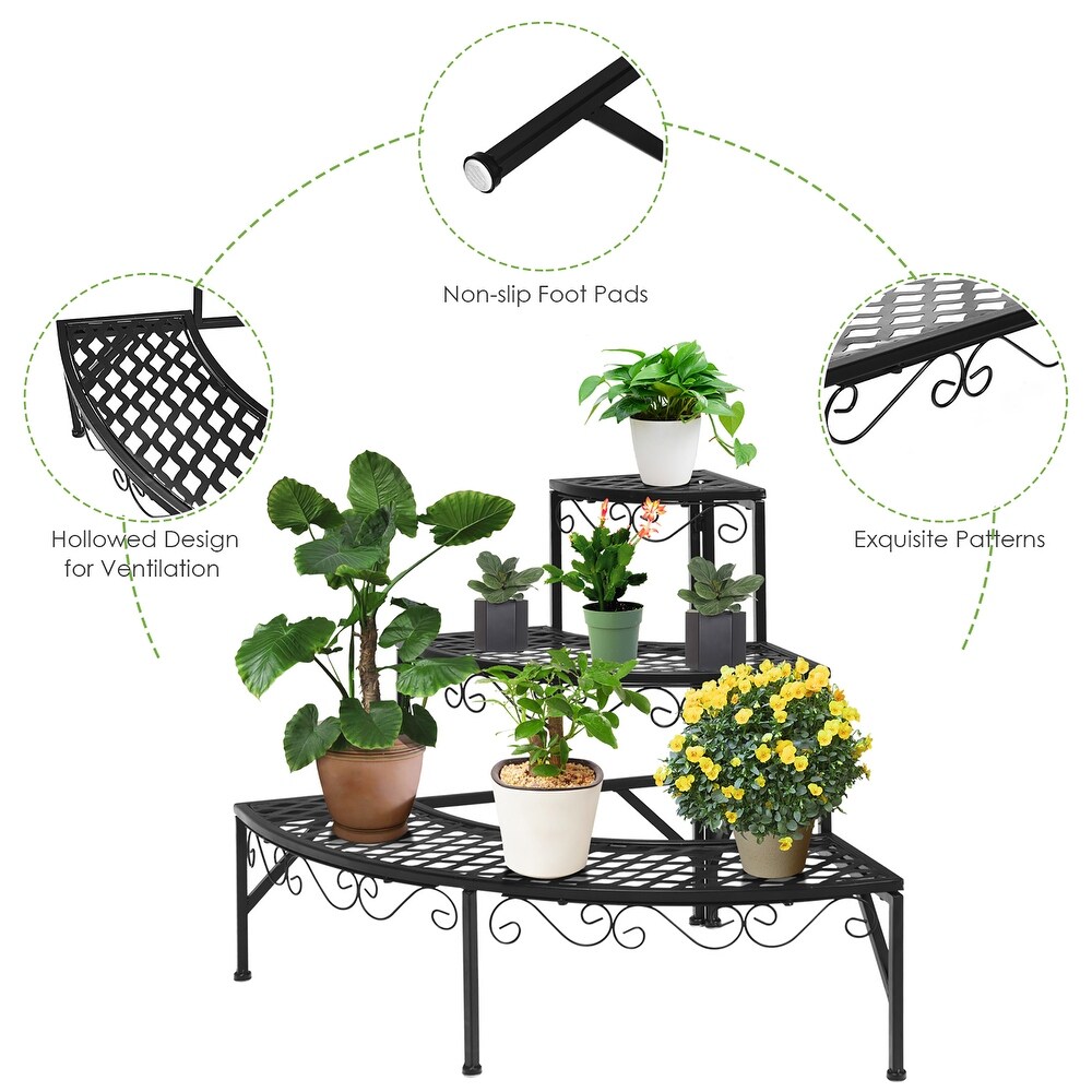 Costway Corner Plant Stand Metal 3 Tier Ladder Potted Shelf Flower
