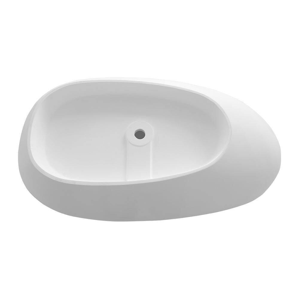 Zeus  Ruta 71 in. Stone Resin Flatbottom Non-Whirlpool Bathtub in Matte White with Drain ZeusRTHUB003