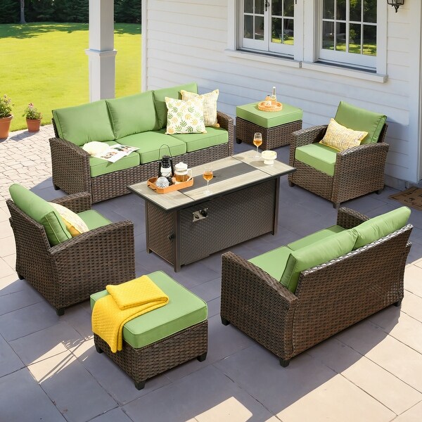 XIZZI Rattan Patio Furniture 7piece Conversation Set with 54