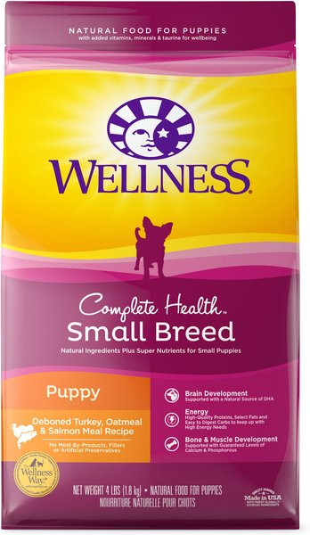 Wellness Small Breed Complete Health Puppy Turkey， Oatmeal and Salmon Meal Recipe Dry Dog Food