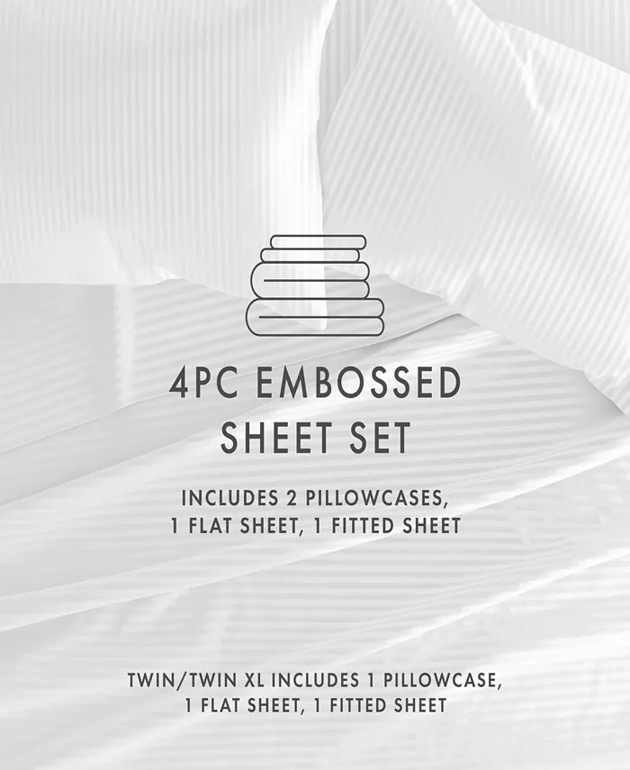 ienjoy Home Expressed In Embossed by The Home Collection Striped 3 Piece Bed Sheet Set， Twin