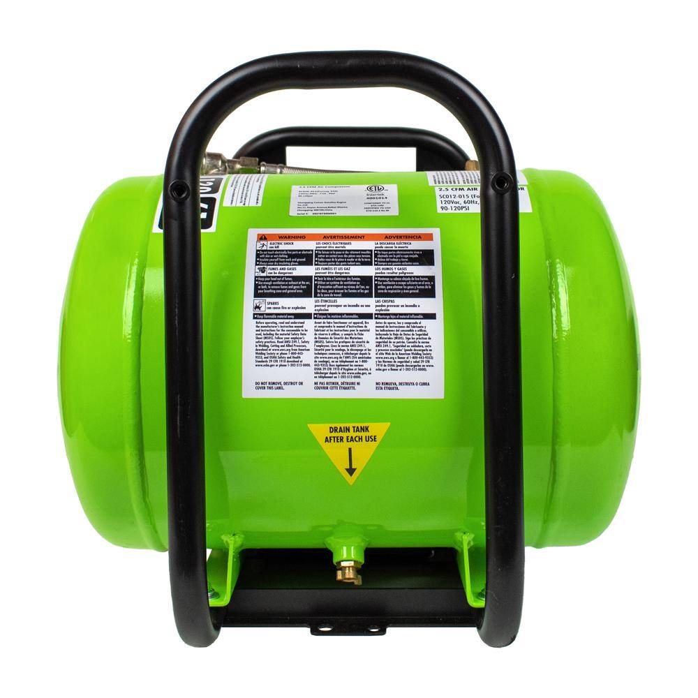 Forney 1.0 Hp Electric 4 Gal Oil-Free Air Compressor 120 PSI 2.5 CFM @ 90 PSI 550