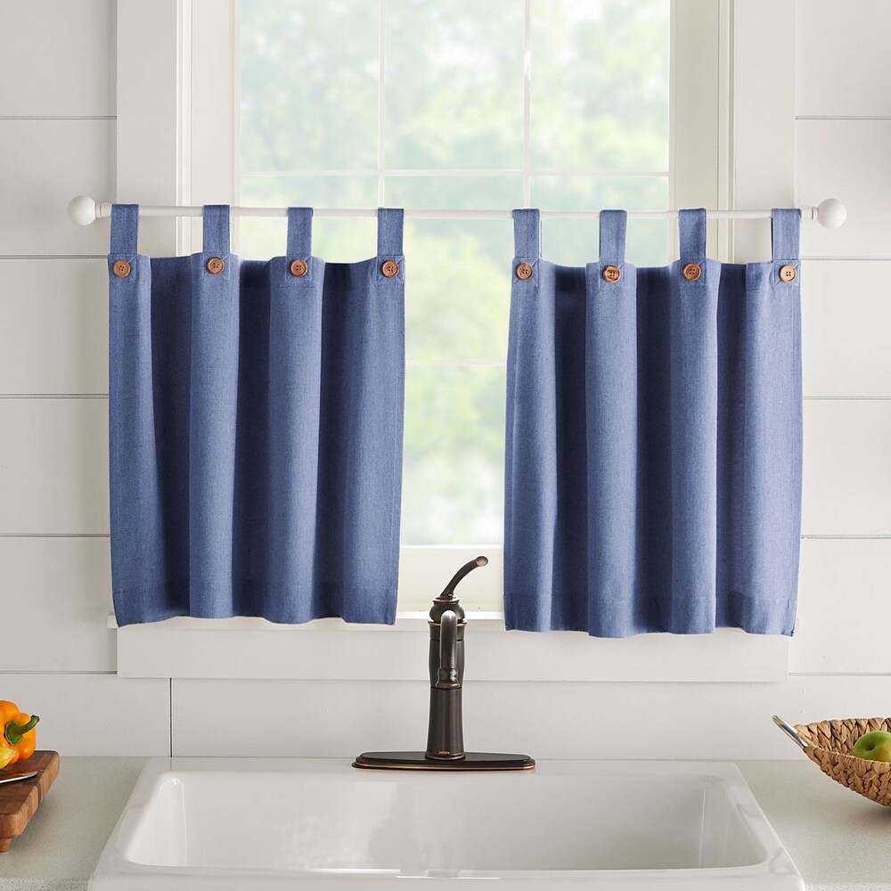 Tucker Solid Button Kitchen Curtain Tier Set