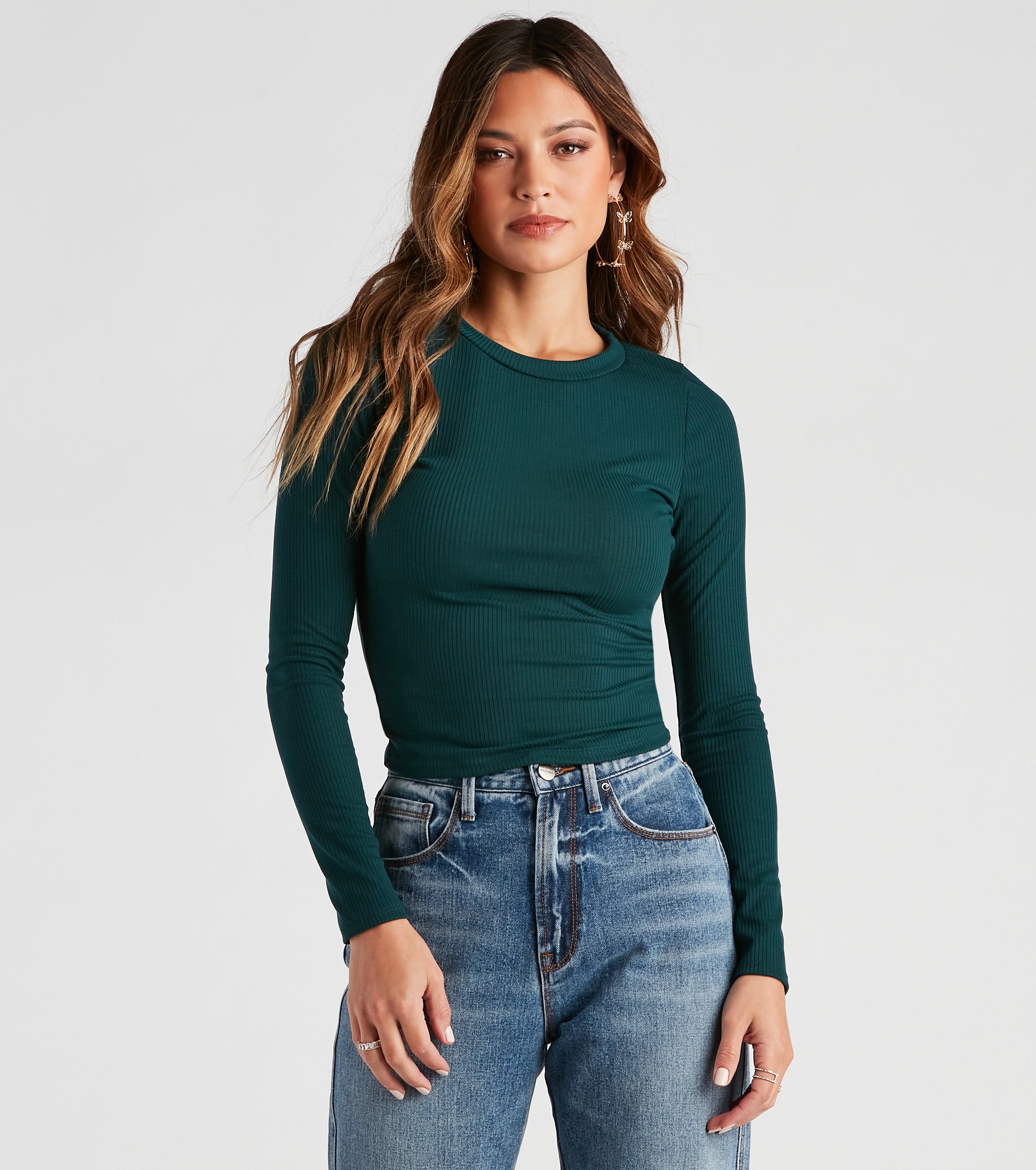 Long Sleeve Ribbed Basic Top