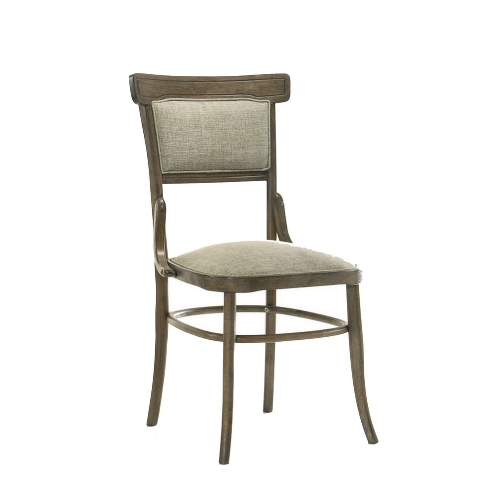 19 Inch Wood Dining Chair  Padded Back with Inward Curving Top  Brown