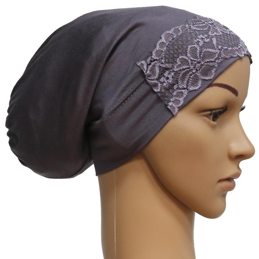 Womens Stretchy Muslim Hijab  Under Scarf Bone Bonnet Head Wrap Cover Hat - Navy， Adult