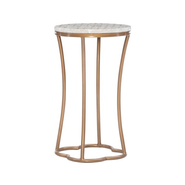 Prisca Costal Handcrafted Accent Table Gold Linon