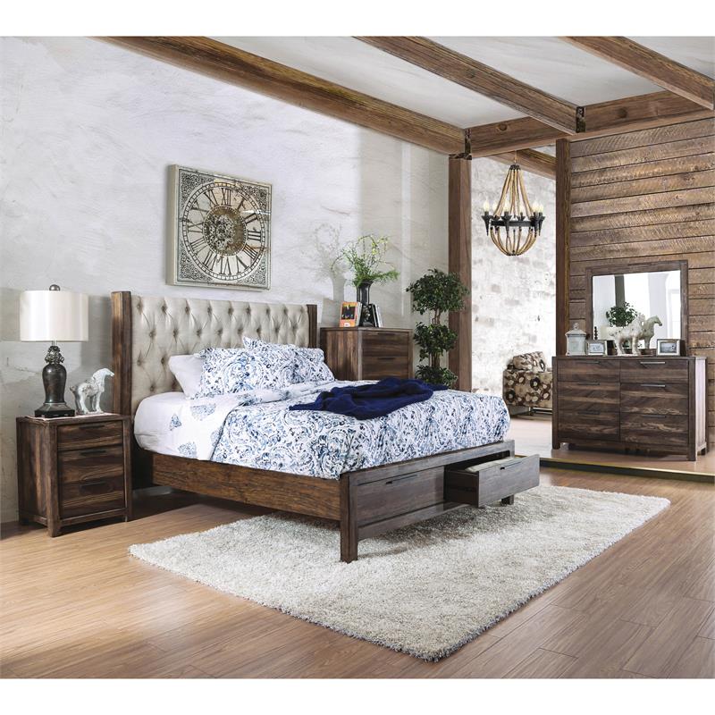 Furniture of America Bickson Wood Cal King Storage Bed in Rustic Natural Tone