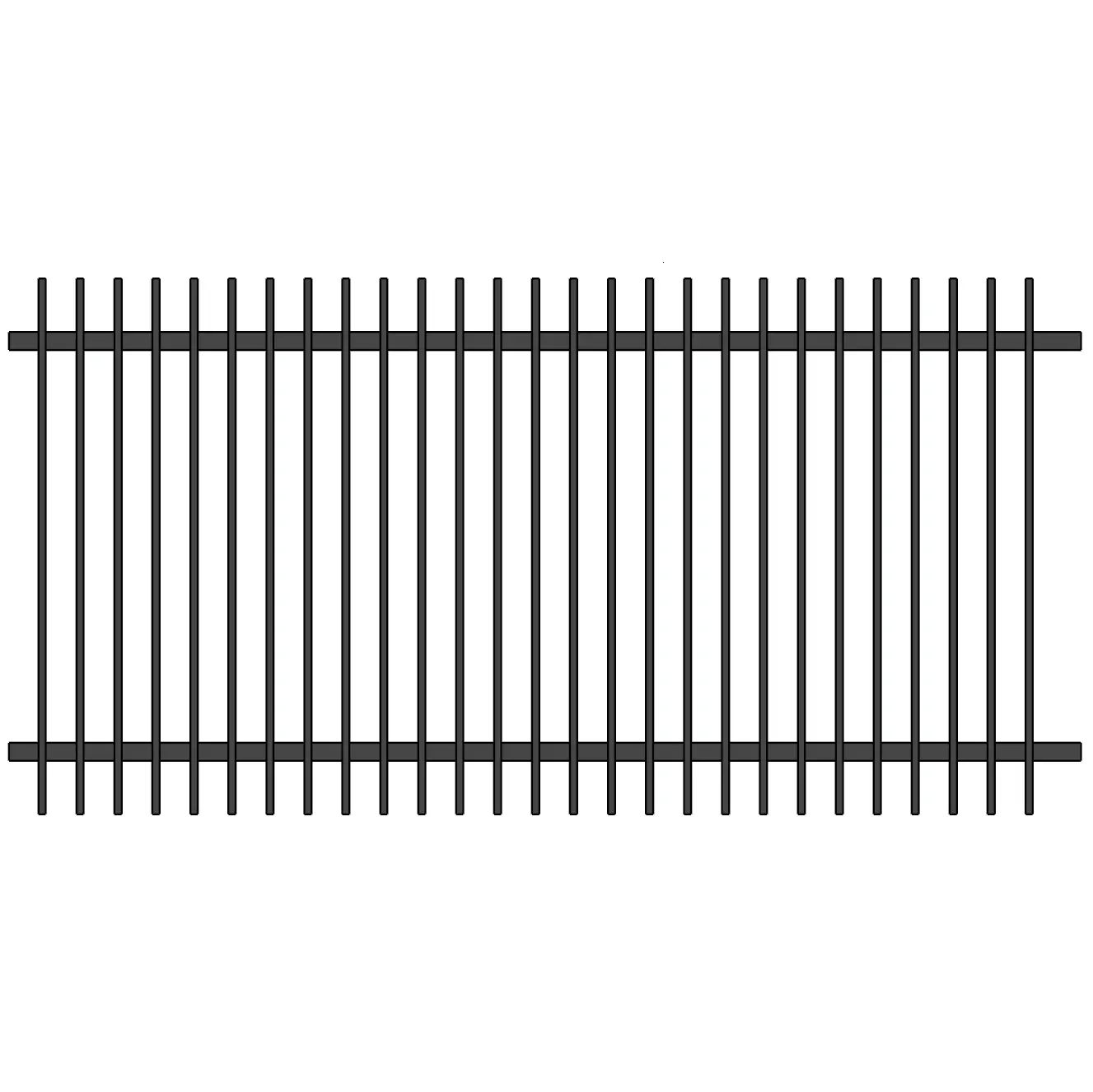 Powder coated 2 rails welded aluminium  metal blade garden fence panels 1200mm x 2300mm