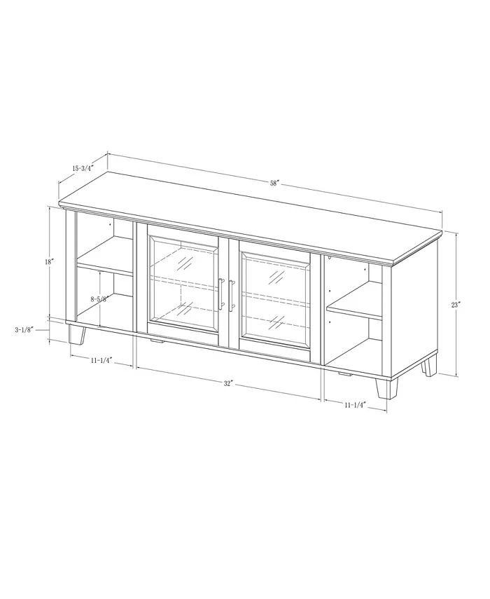 Walker Edison Columbus TV Stand with Middle Doors - Grey Wash